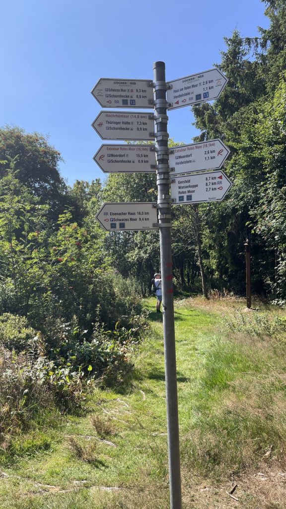 Wegweiser mit 7 Richtungsschildern